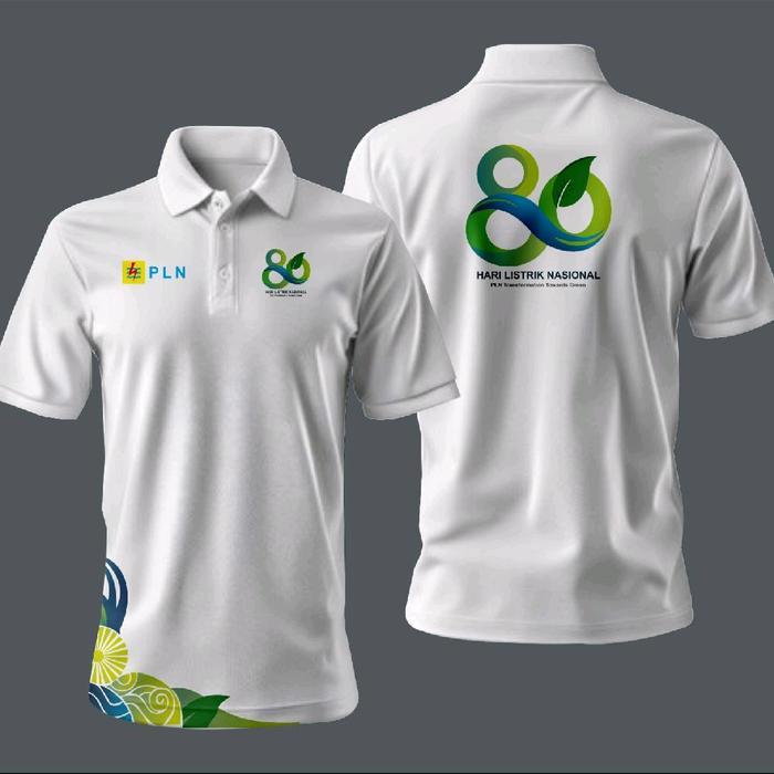 Kaos Polo Shirt Tshirt Baju Kerah Distro Hari Listrik Nasional 80 Ulang Tahun Bumn Hut Pln Ke polos 