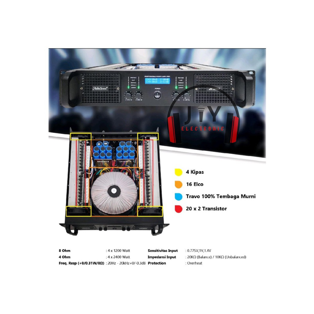 Power Amplifier Audio Seven 4 Channel JV-12004 JV12004 JV 12004 Original