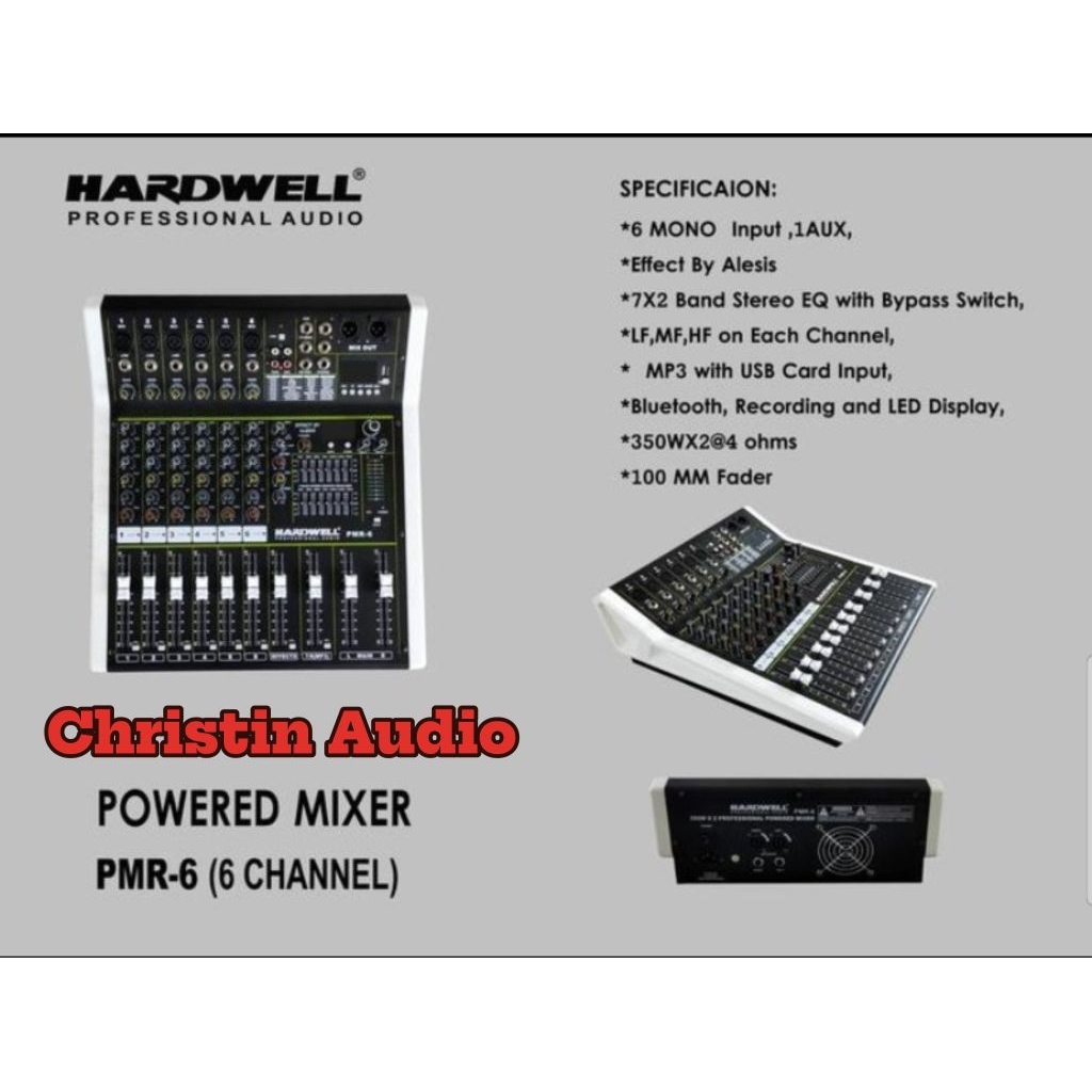 Power Mixer 6 Channel Profesional HARDWELL PMR 6 New Produk 4 Tone Effect Reverb Alesis Original