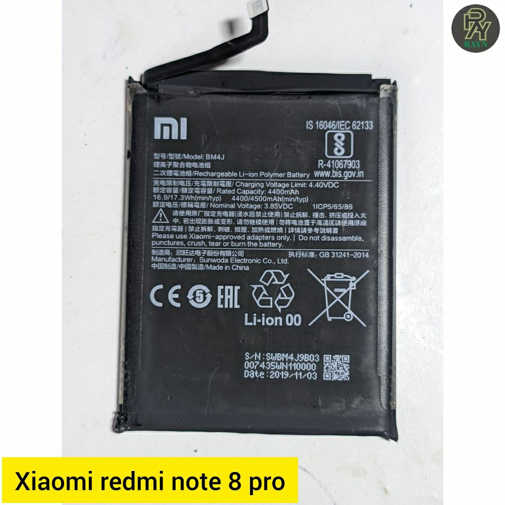 Baterai Xiaomi redmi note 8 pro BM4J original copotan bergaransi