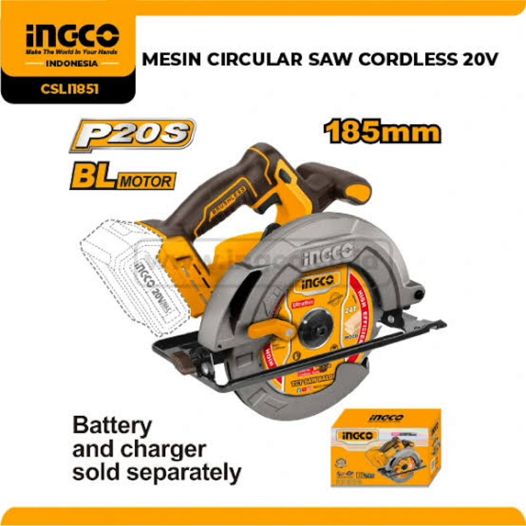 MESIN CIRCULAR SAW CORDLESS 20V INGCO CSLI1851