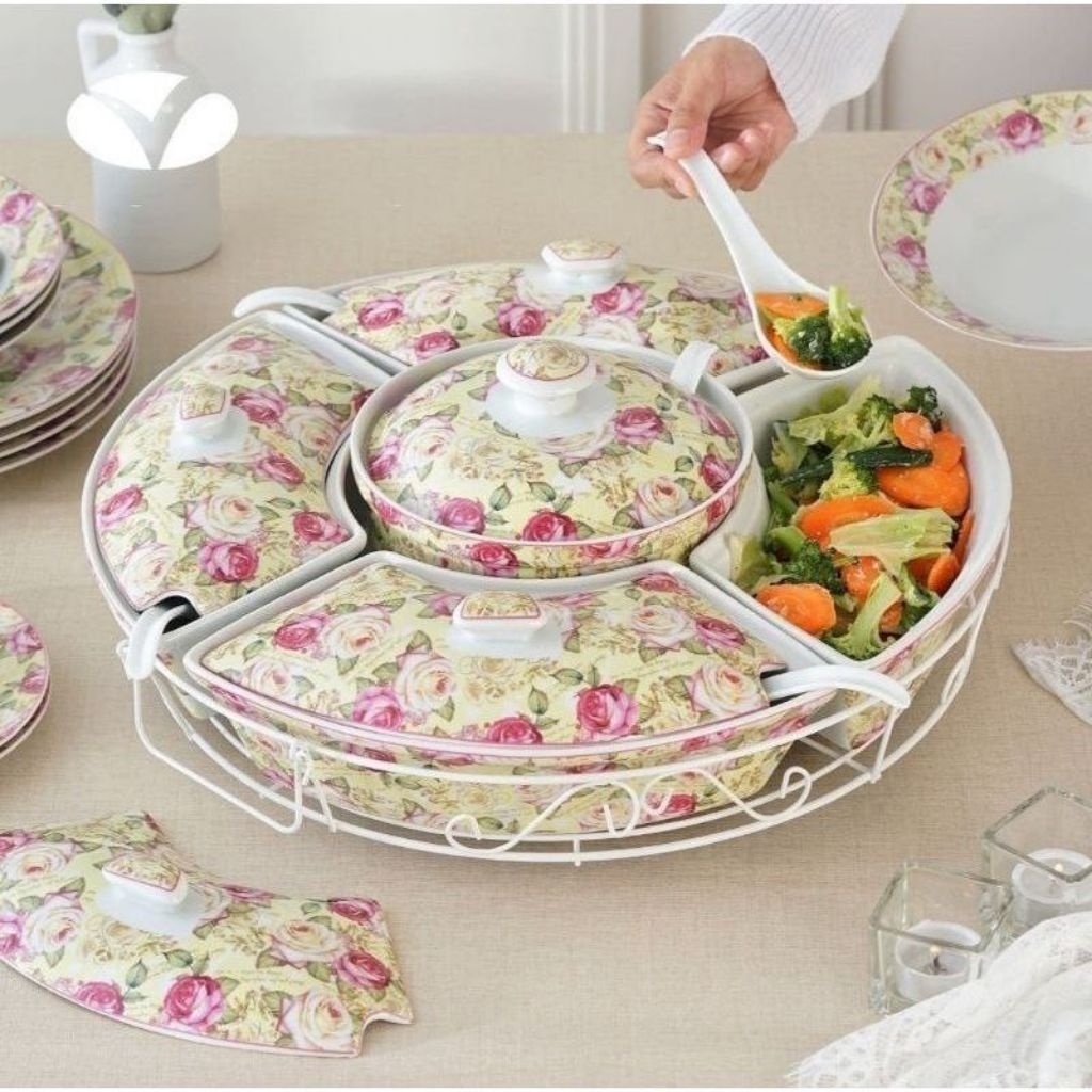 Prasmanan Vicenza set 17pcs 17 inch BA472Motif Melati dan Mawar