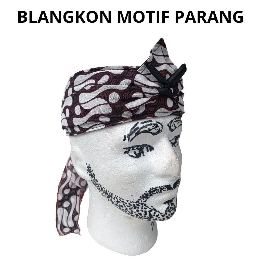 blangkon/ ikat kepala tradisional Jawa sunda motif batik putih