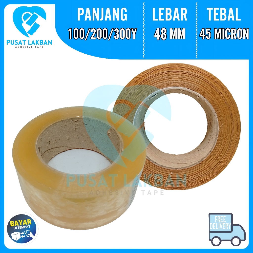 Lakban Bening 48mm x 200yard 6 Roll / Isolasi 100yard / Selotip 300yard
