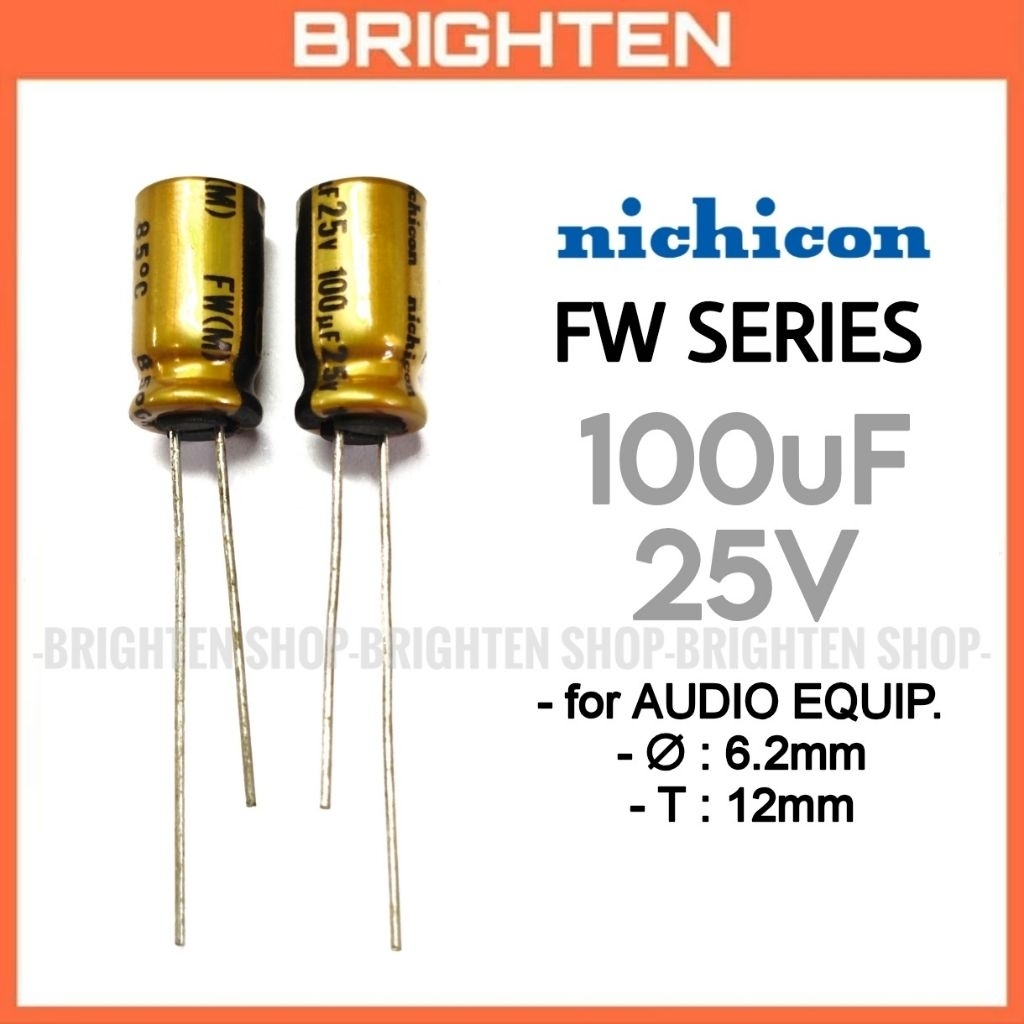 NICHICON 100uF 25V Elco FW Series for AUDIO EQUIPMENT