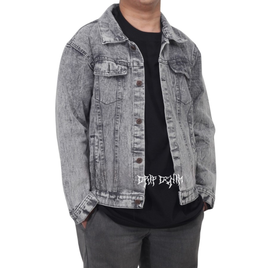 DRIP DENIM Jaket Jeans Sandwash Grey Acid Best seller in the world