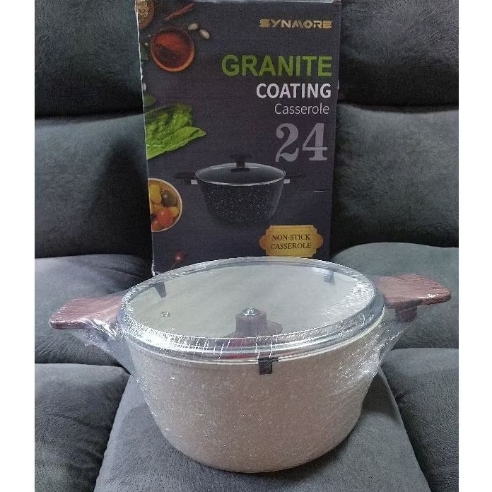 Synmore Granite Coating Casserole Diameter 24cm White NEW
