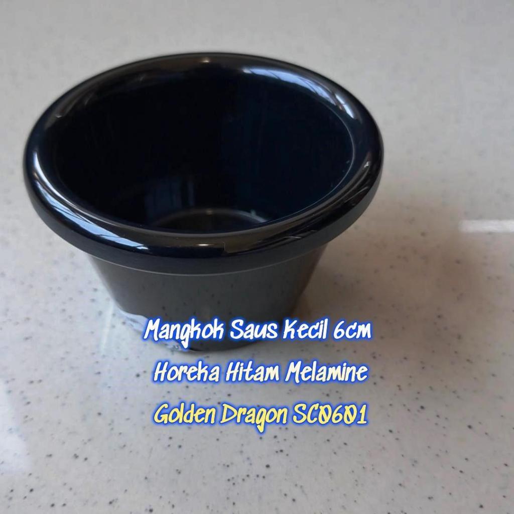 Mangkuk Saus Kecil 6 cm Hitam Horeka Porcelaine Melamine - Golden Dragon SC0601