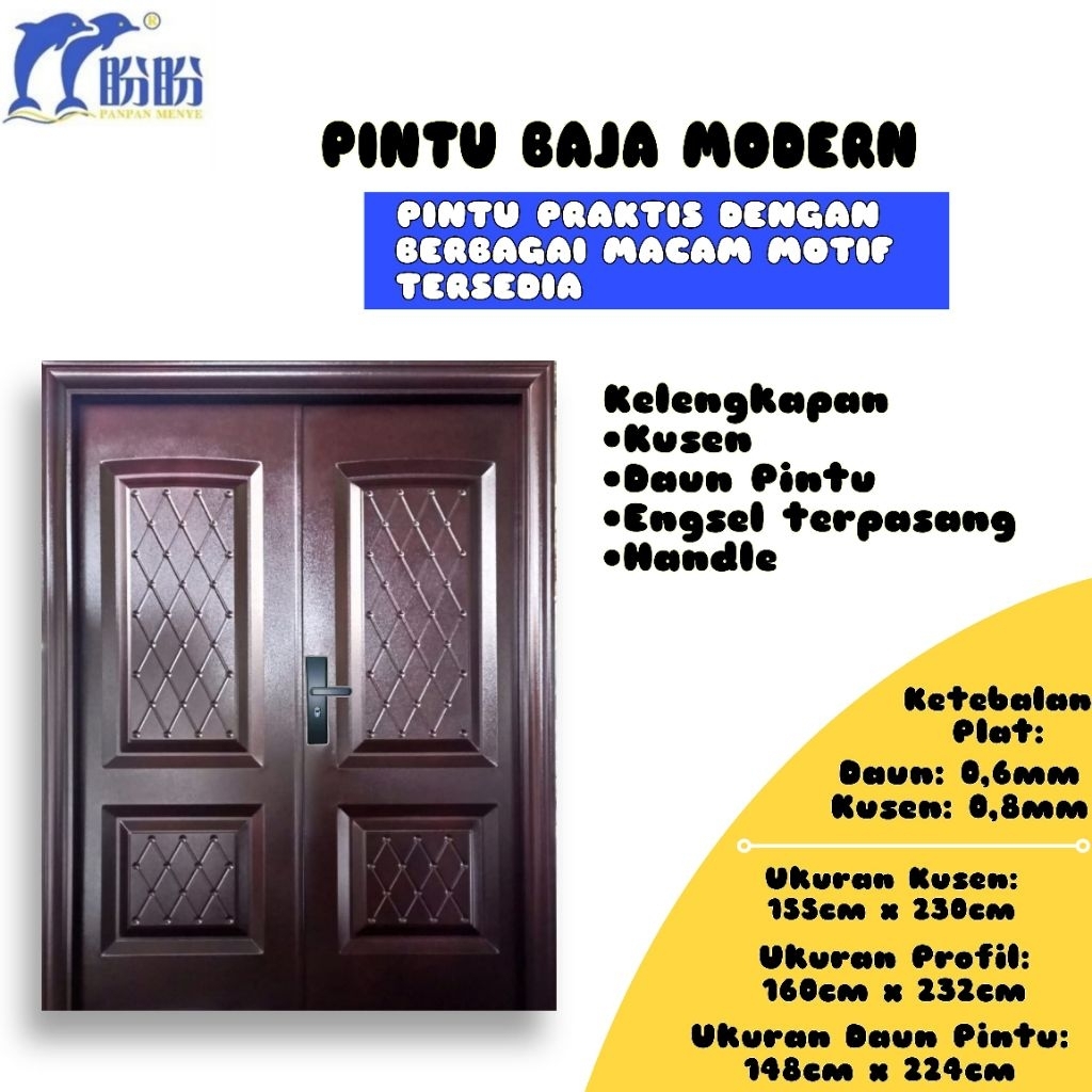 Pintu Rumah/Pintu double/Pintu Utama/Pintu Baja