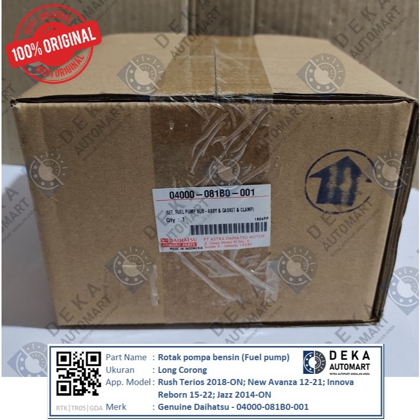 Rotak pompa bensin (Fuel pump) Genuine Daihatsu Long Corong untuk Rush Terios 2018-ON; New Avanza 12