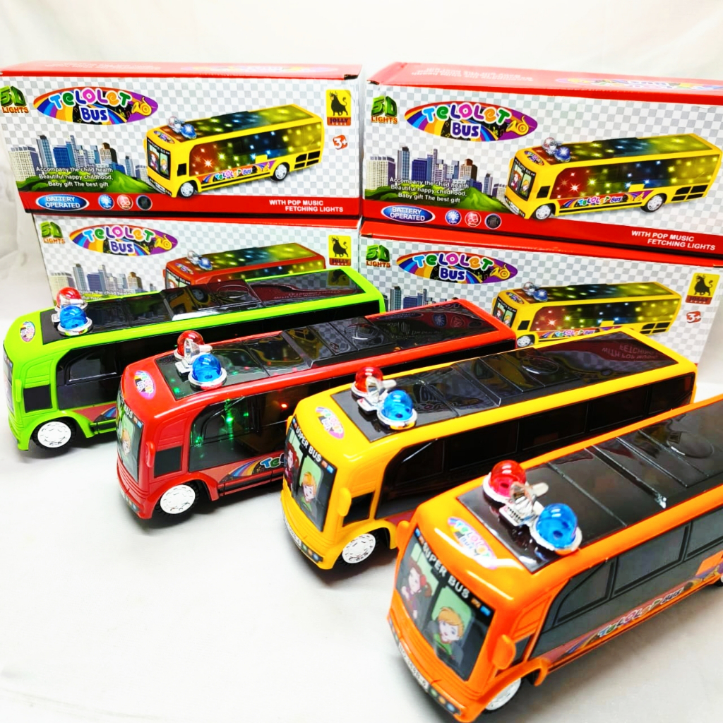 MAINAN MOBILAN BUS TELOLET MOBIL BUS TELOLET BATERAI Mainan Anak Model Bus Telolet Battery TS