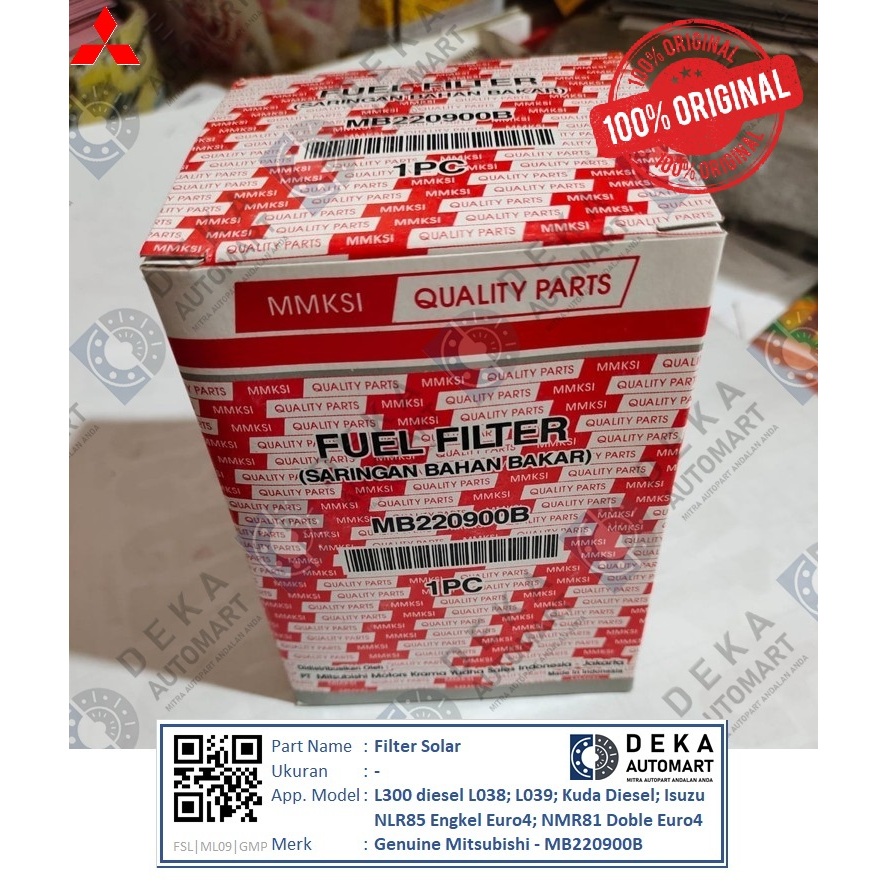 Filter Solar Genuine Mitsubishi untuk L300 diesel L038; L039; Kuda Diesel; Isuzu NLR85 Engkel Euro4;