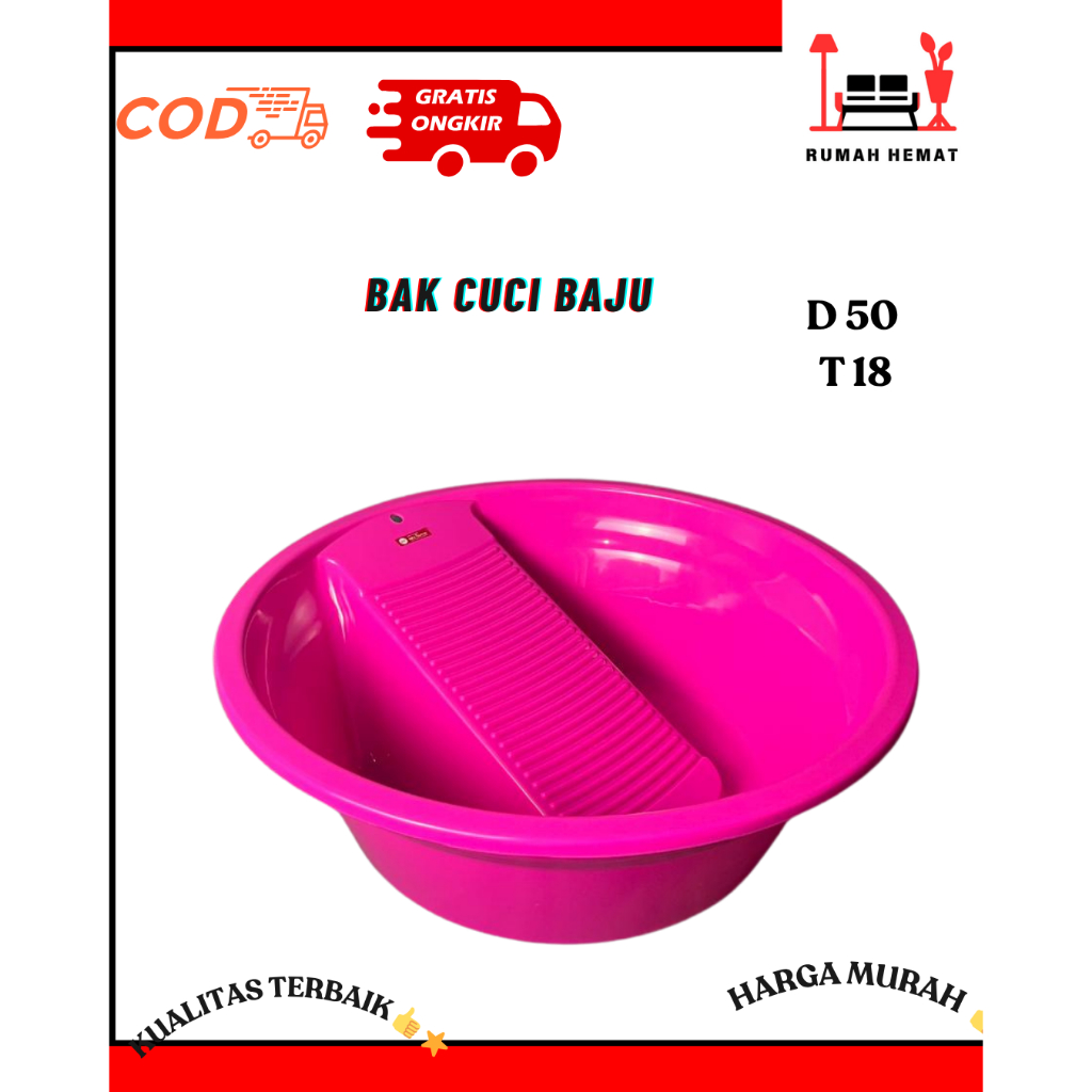 Ember Gilesan Bulat Bak Cuci Baju Papan Gilesan Bak Plastik Cuci Baju Pakaian DX Bulat Jumbo Sakura 