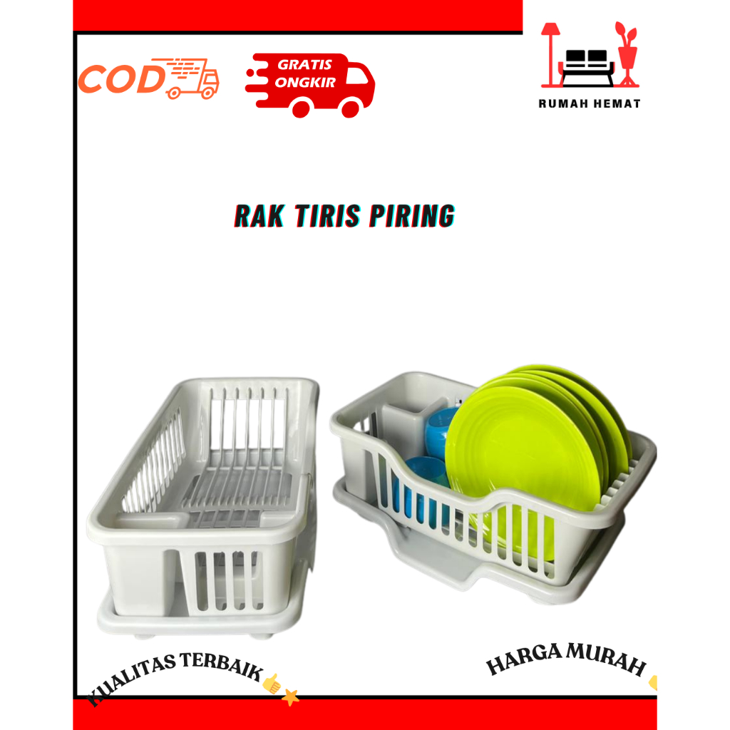 Rak Piring Plastik Tirisan Air Rak Pengering Piring Westafel Minimalis Rak Cuci Piring Dapur Serbagu