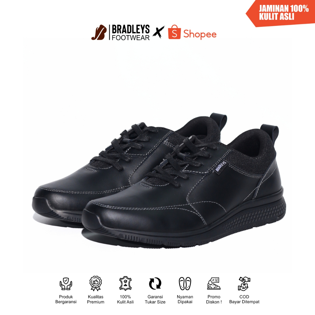 Bradleys Pedro Black - Sepatu Kulit Casual Formal Pria