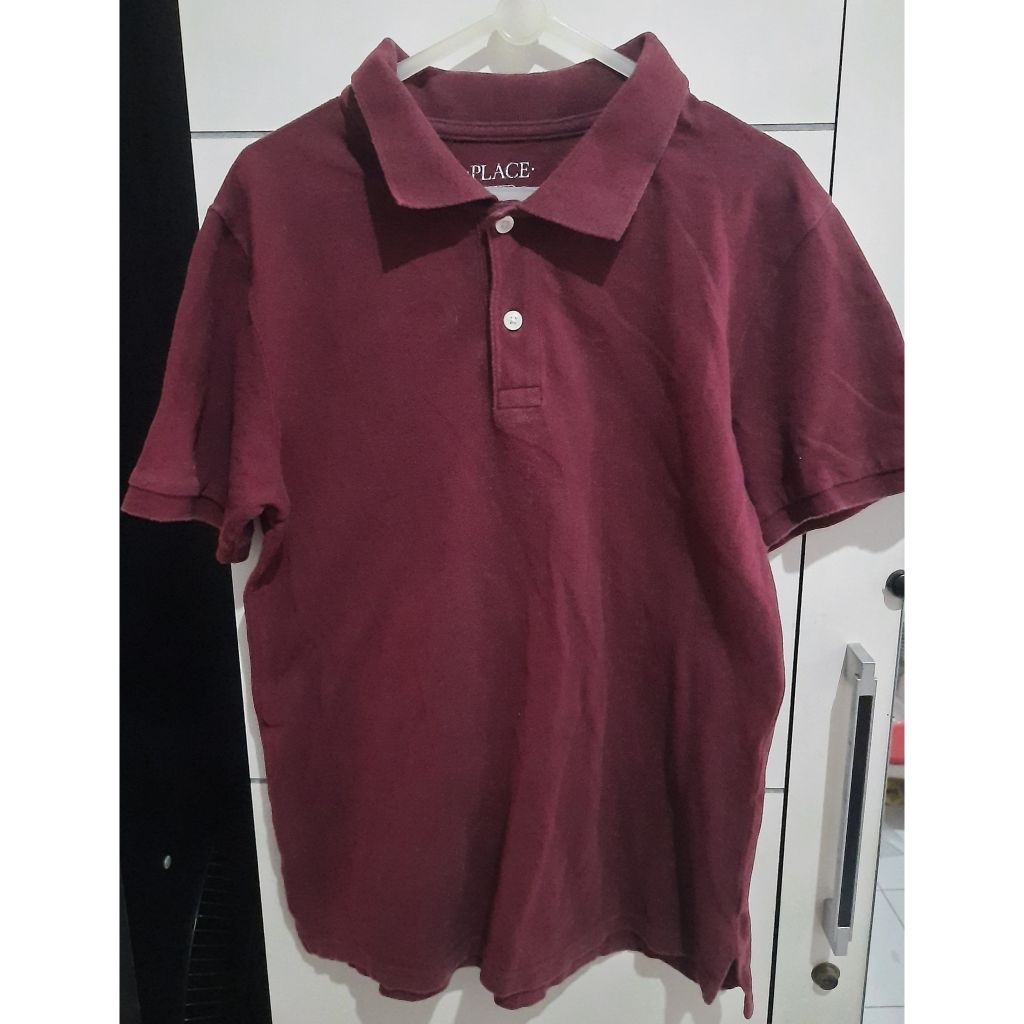 Preloved - Kaos polo maroon untuk remaja pria merk Place