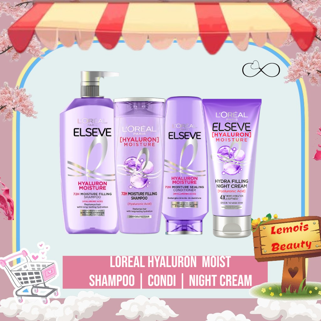 LemoisBeauty- Loreal Paris ELSEVE Hyaluronic Moist Shampoo 280ml + Hyaluronic Conditioner 280ml + Hy