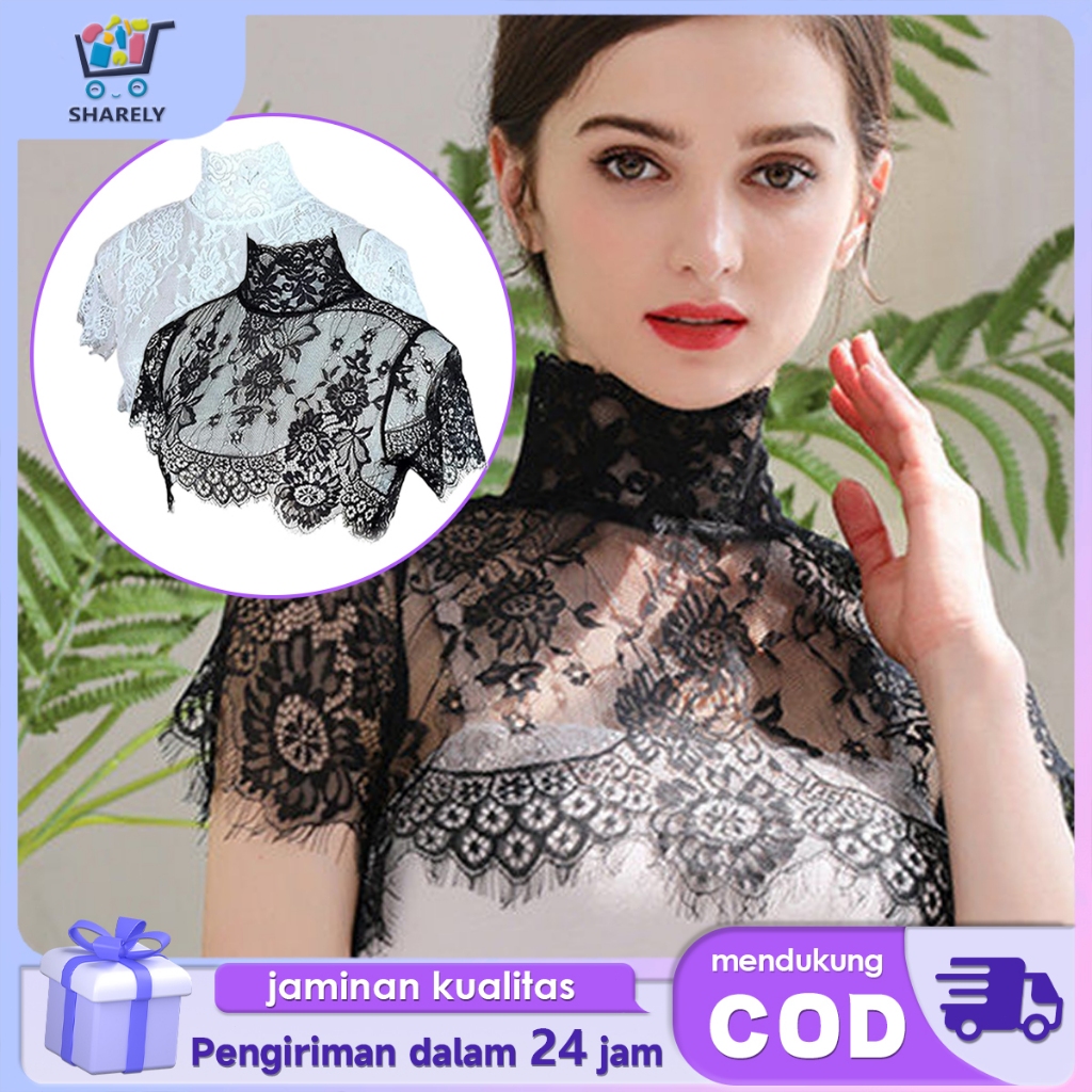 Kerah Renda Wanita Kerah Baju Jahit Elegan Lace Collar Korean Style Kerah Bordir Renda