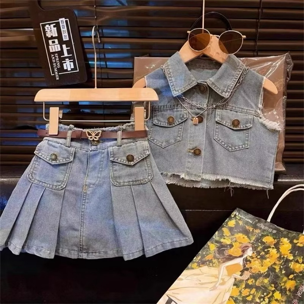 Harikids setelan rok import anak perempuan 1-6 tahun / setelan jeans anak cewek