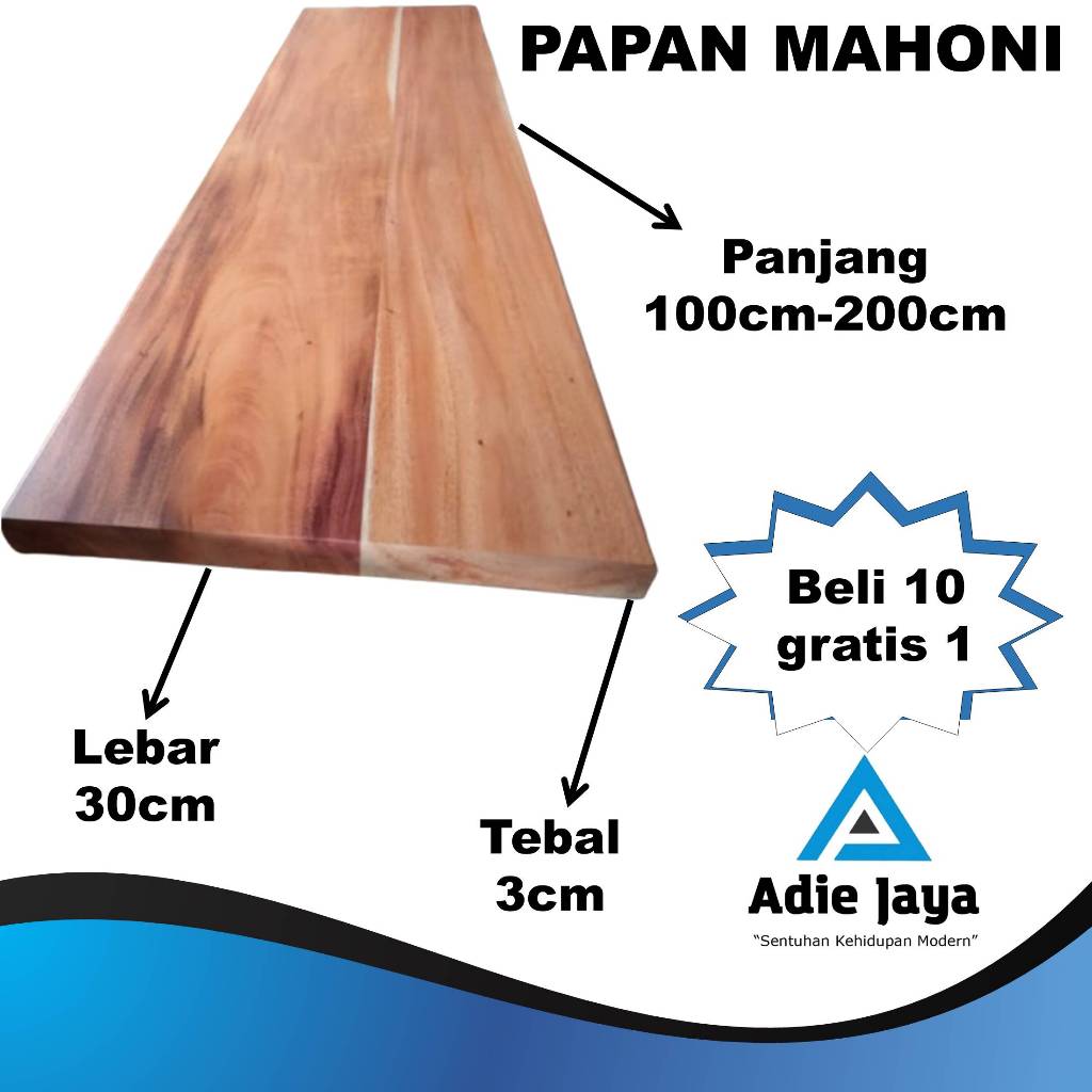 papan mahoni lebar 30cm tebal 3cm | kayu mahoni