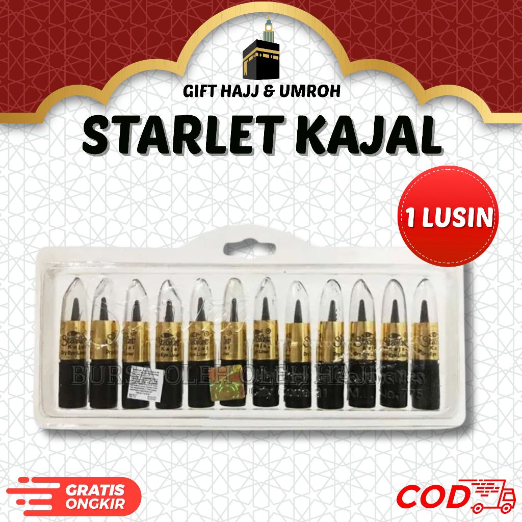 STARLET KAJAL 1 LUSIN CELAK MATA STARLET KAJAL I CELAK ARAB INDIA I BISA DIPAKE SHOLAT I EYELINER KH