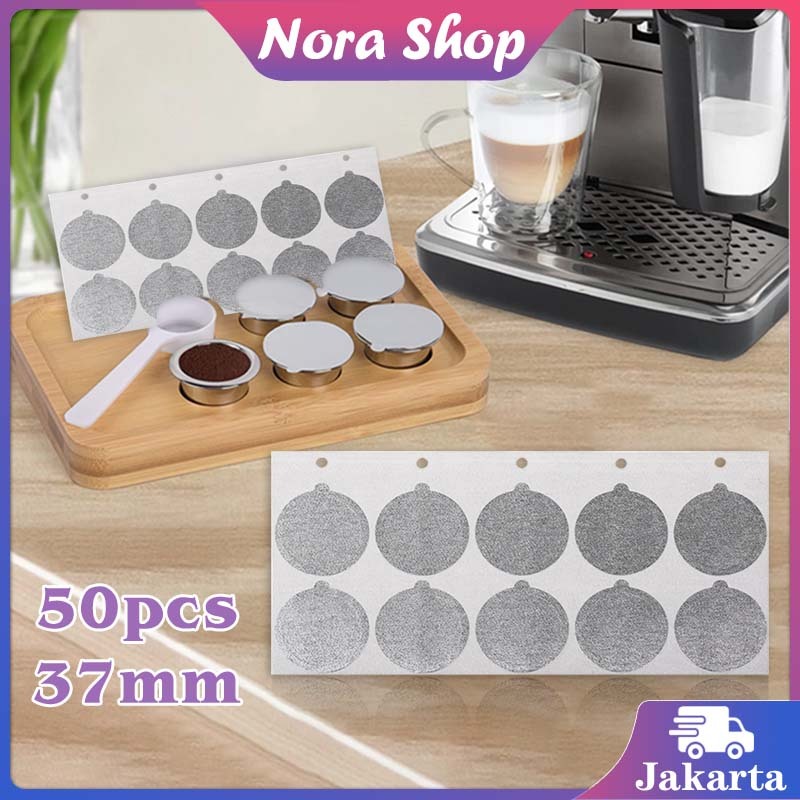 50Pcs 37mm Empty Coffee Capsule Refill Stiker / Stiker Segel Ulang Kapsul Kopi Kosong