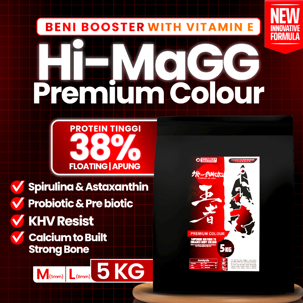 Pakan koi warna strong  / Pakan Koi Colour Hi-MaGG Premium Colour 5KG / Pelet koi colour booster