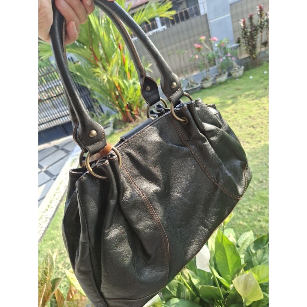 Tas Kulit Asli PL Hitam Tote Vintage