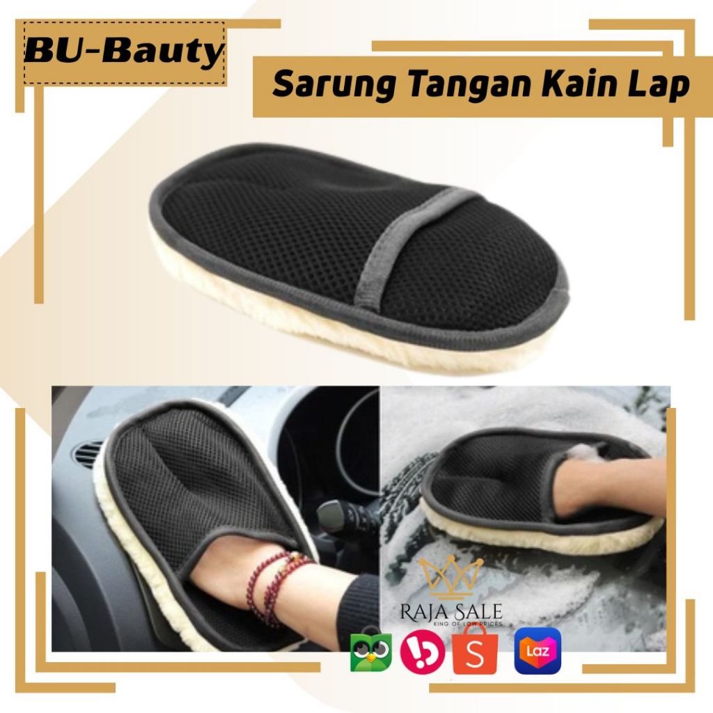 Sarung Tangan Kain Lap Poles Cuci Mobil, Kalin lap Wol Bulu Halus Murah Microfiber Wax Gloves