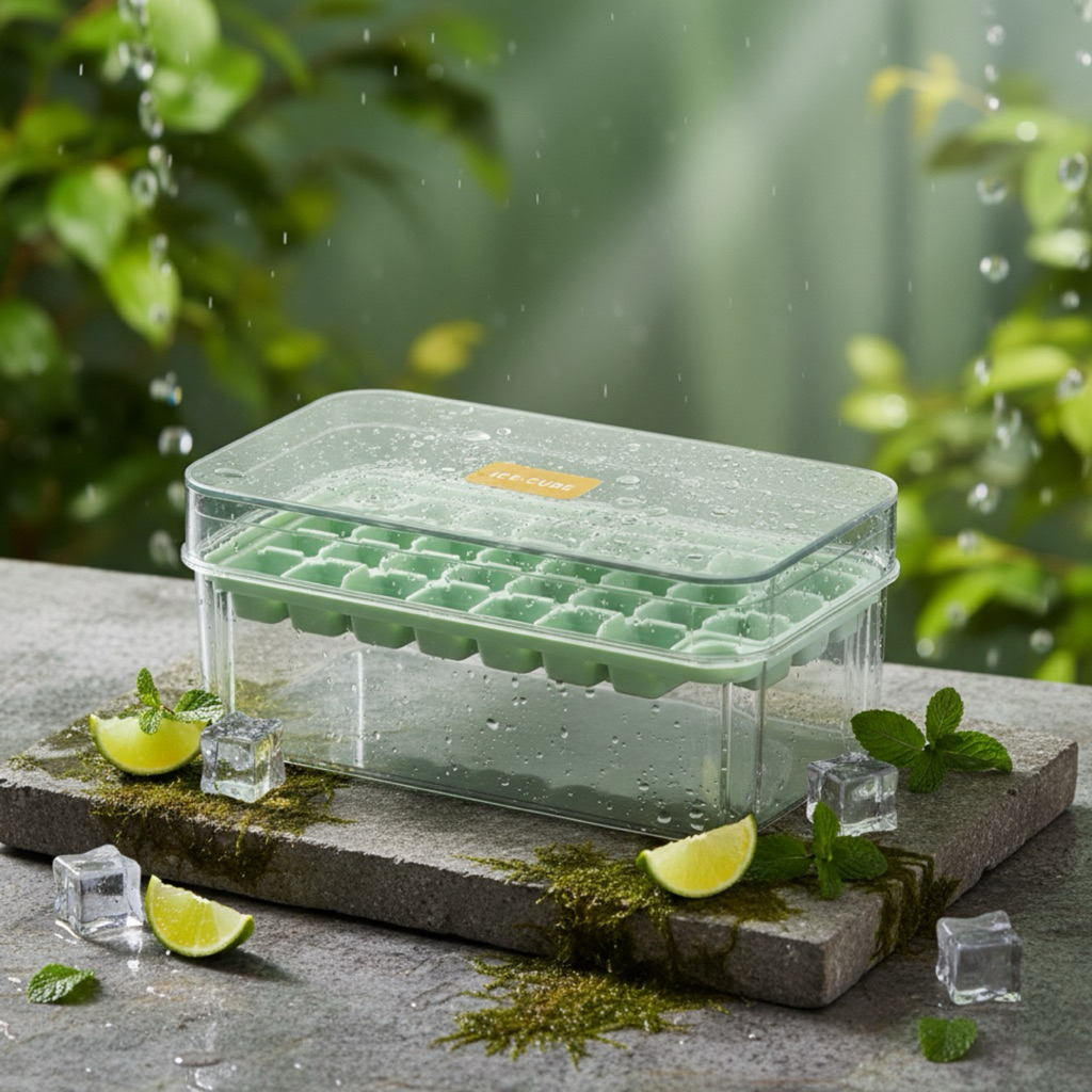 Ice Cube Press Tray & Storage Box 30 Pcs Es Batu 2200ml - Tempat Cetakan Es Batu Tray Es Batu dan Ko