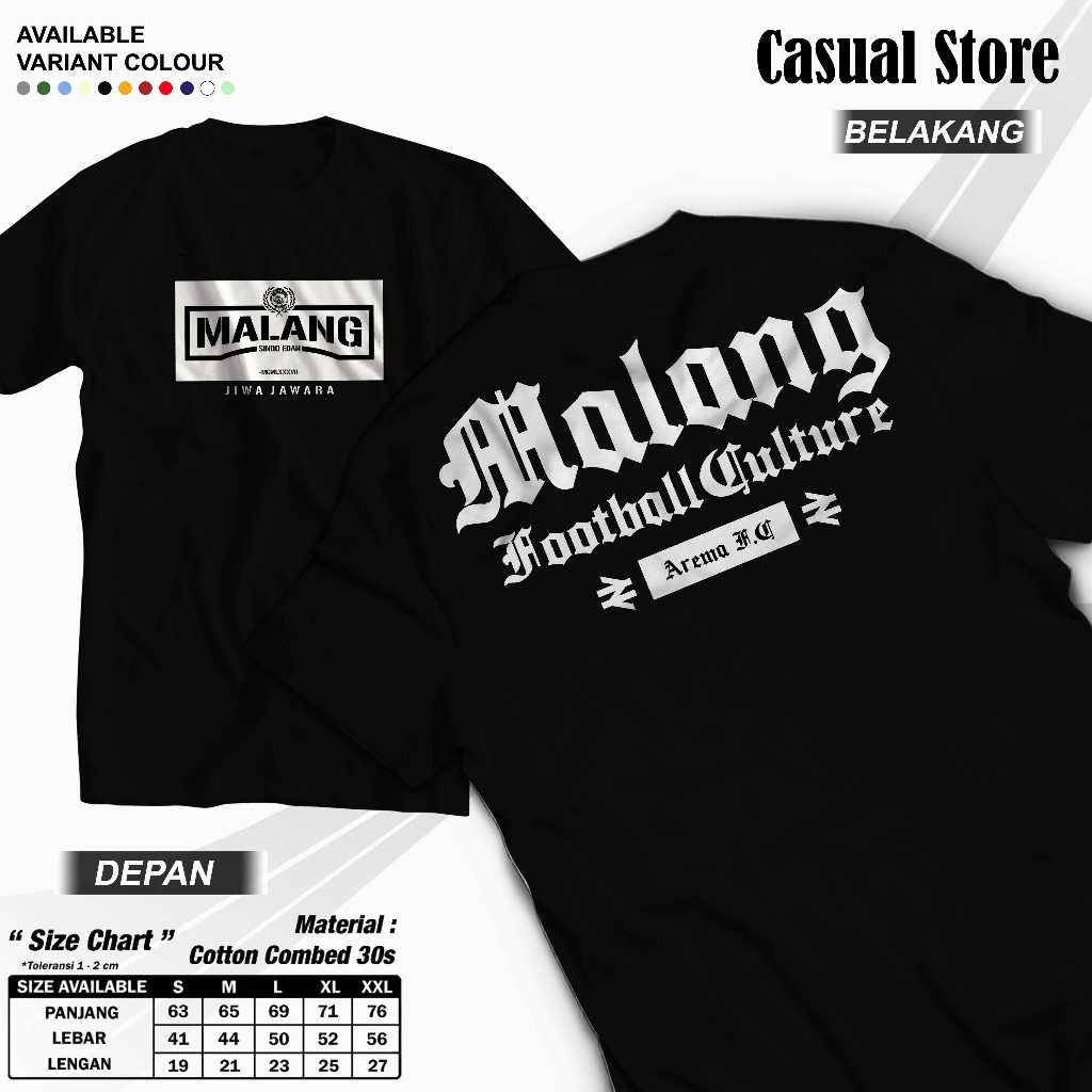 Kaos Arema FC "Malang Football Culture" - Arema Malang/Kaos Supporter Arema/Kaos Fans Arema/Kaos Cas