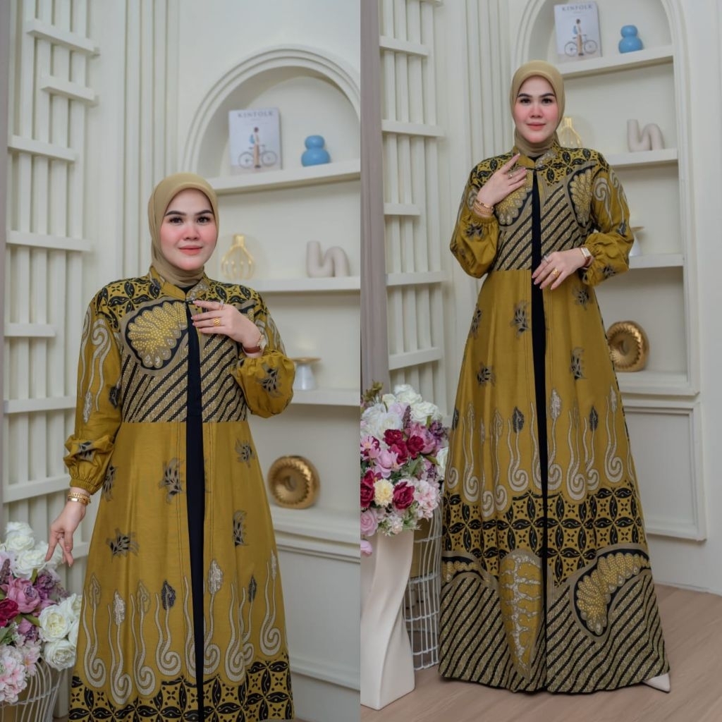 COD Gamis Batik Katun Premium Gamis Batik Pesta Dres Batik Kondangan Gamis Batik Katun Standar Jumbo