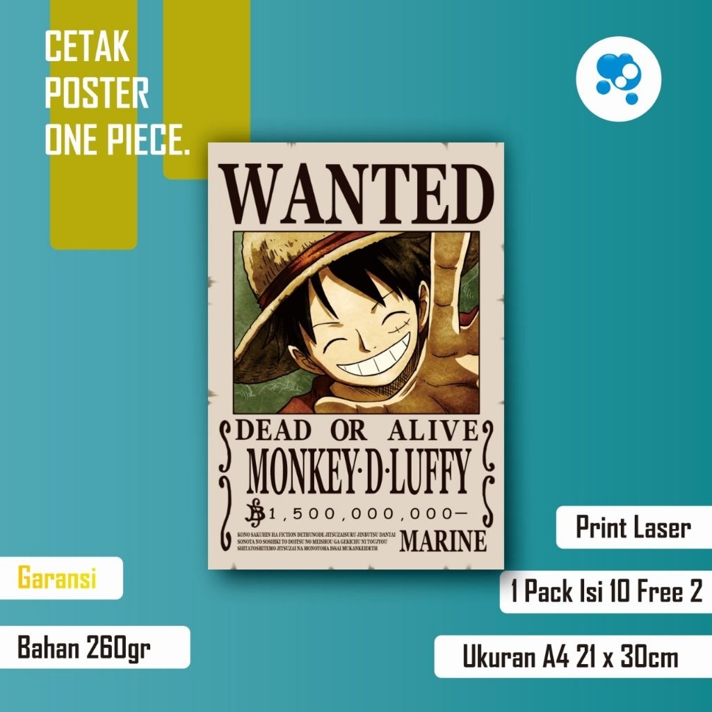POSTER ONE PIECE BOUNTY CREW / POSTER LUFFY /POSTER MUGIWARA