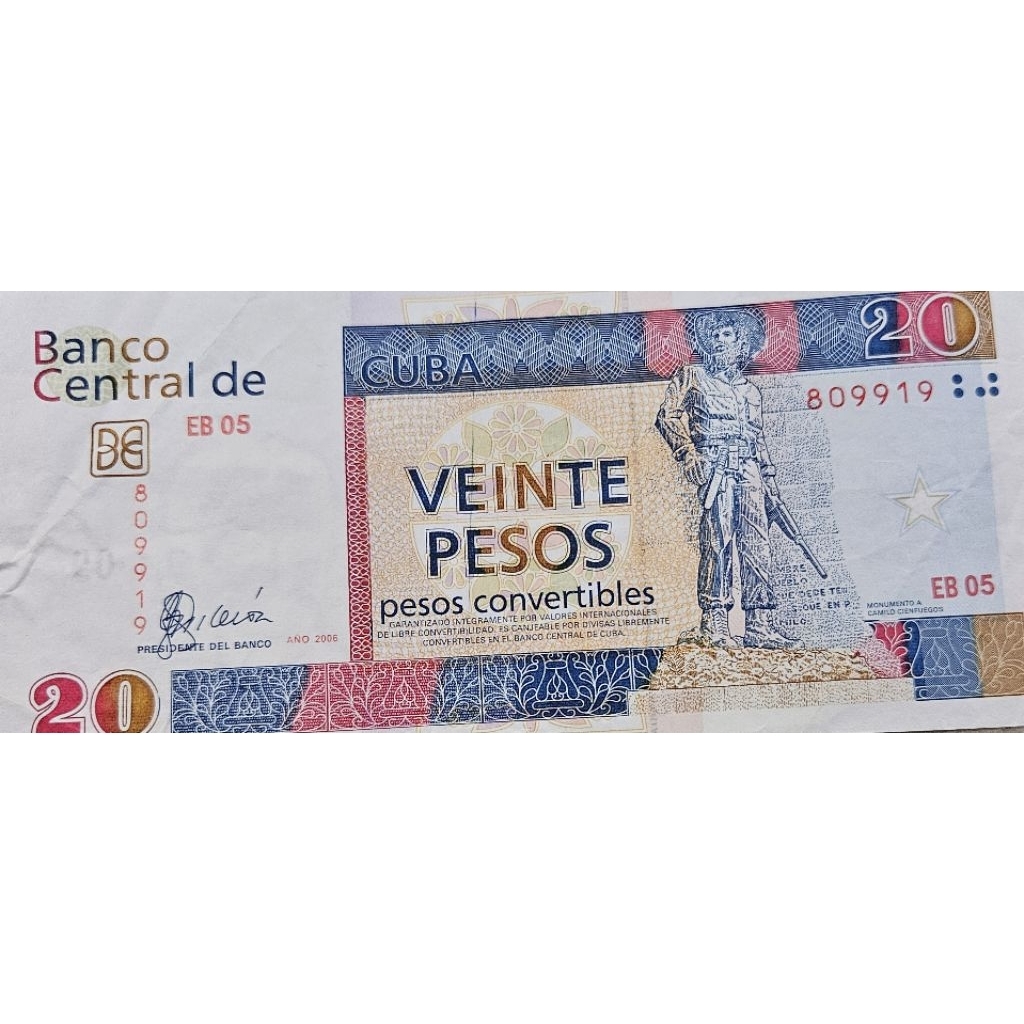 uang Asing Negara Cuba nominal 20 Pesos Convertables 2007 Kondisi AXF Dijamin Original 100%