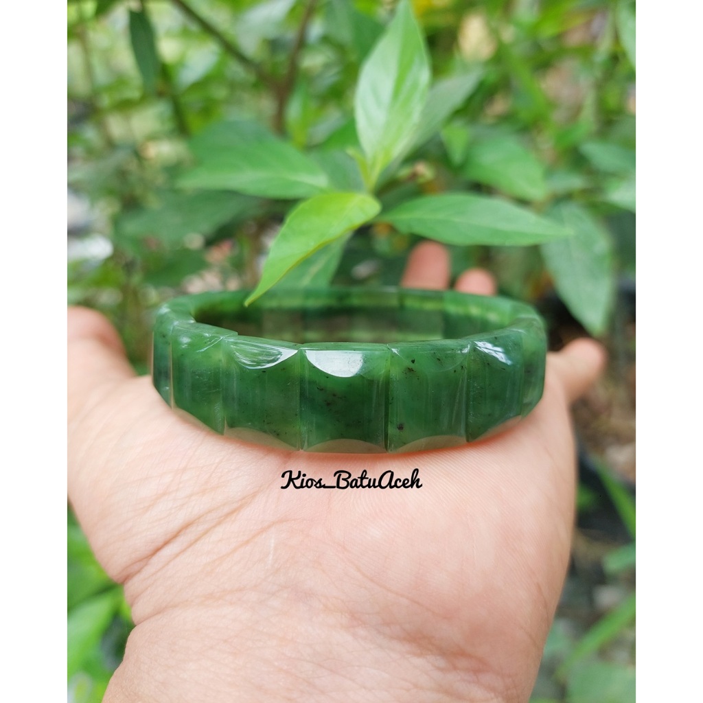 Gelang Batu Giok Nephrite Jade Original Asli Aceh Cembung Cutting