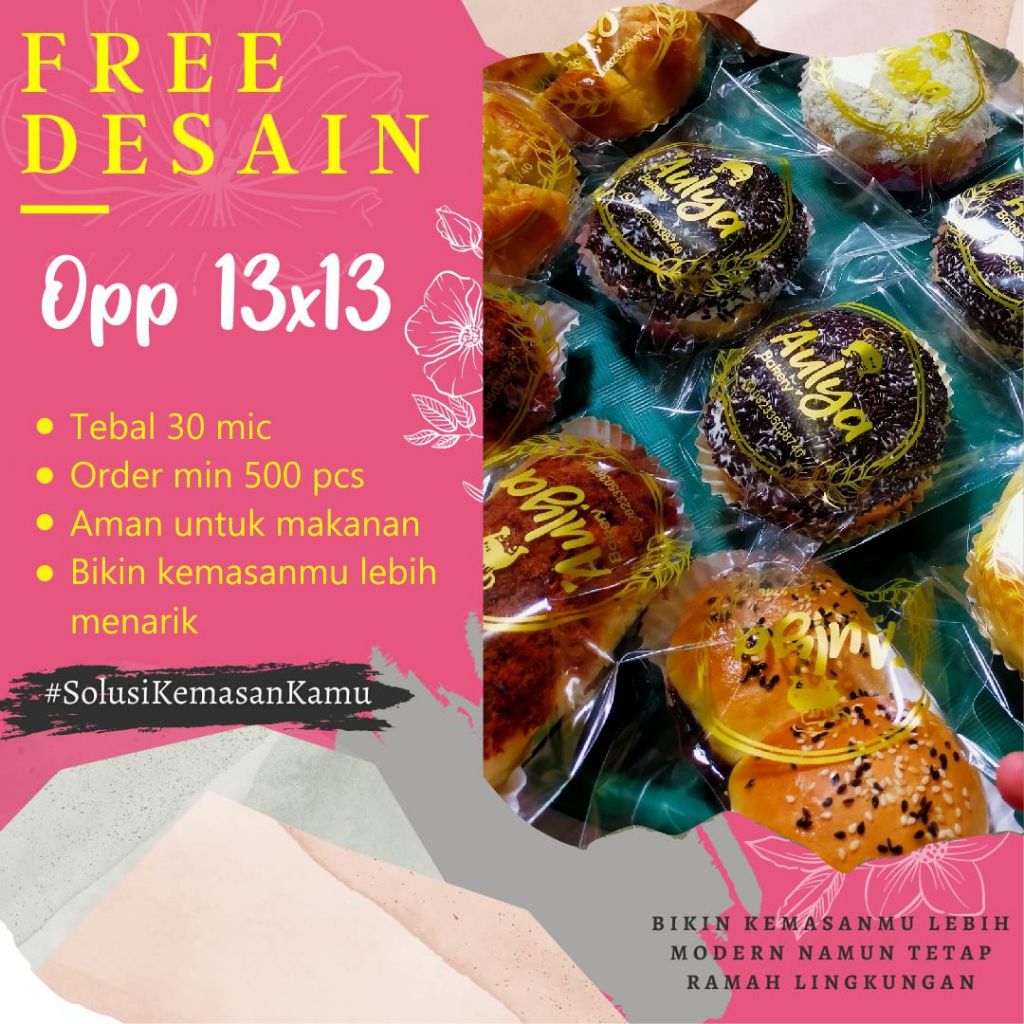 Sablon Plastik Roti Opp 13x13 Minimal 500 pcs