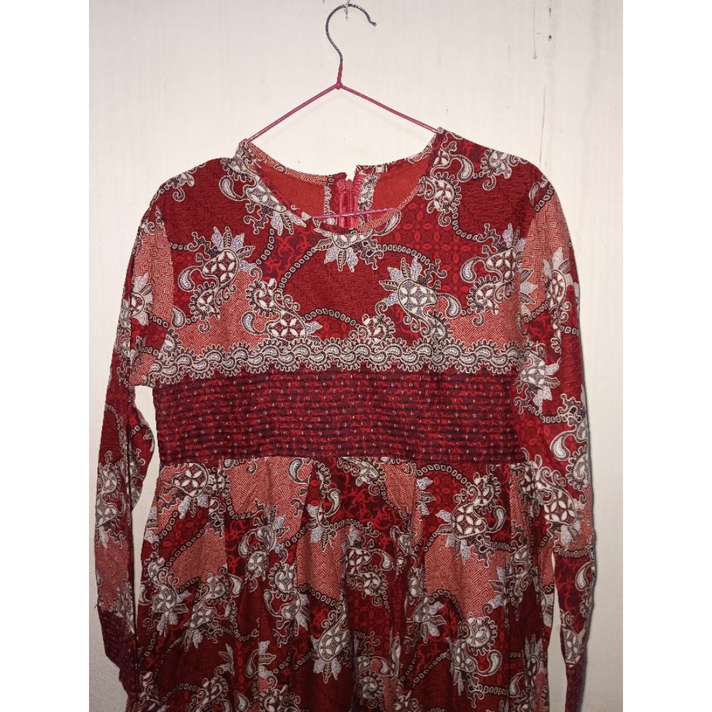 (PRELOVED PRIBADI) GAMIS BATIK MERAH MAROON