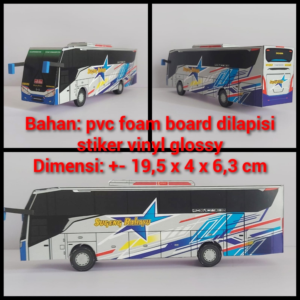 Miniatur Bus Sugeng Rahayu Bintang Biru Jetbus 5 - Papercraft Kurniatravel