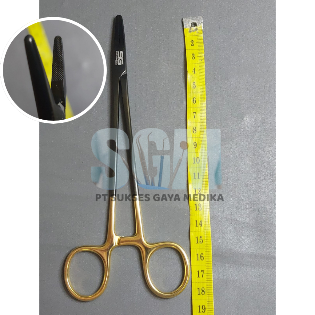 MAYO HEGAR NEEDLE HOLDER TC GOLD BLACK 18CM