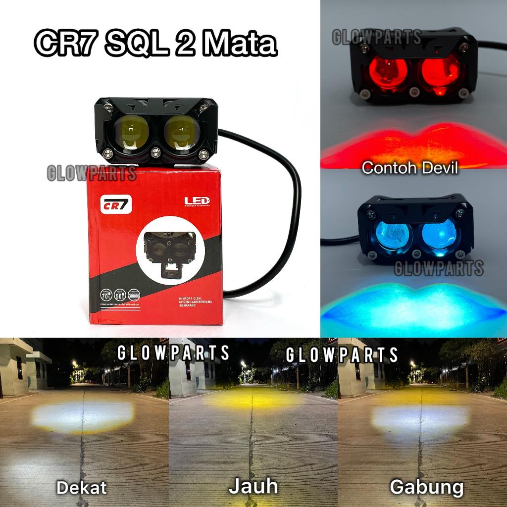 Lampu Tembak 2 Mata CR7 (1060) - Sorot Laser Warna Putih Kuning