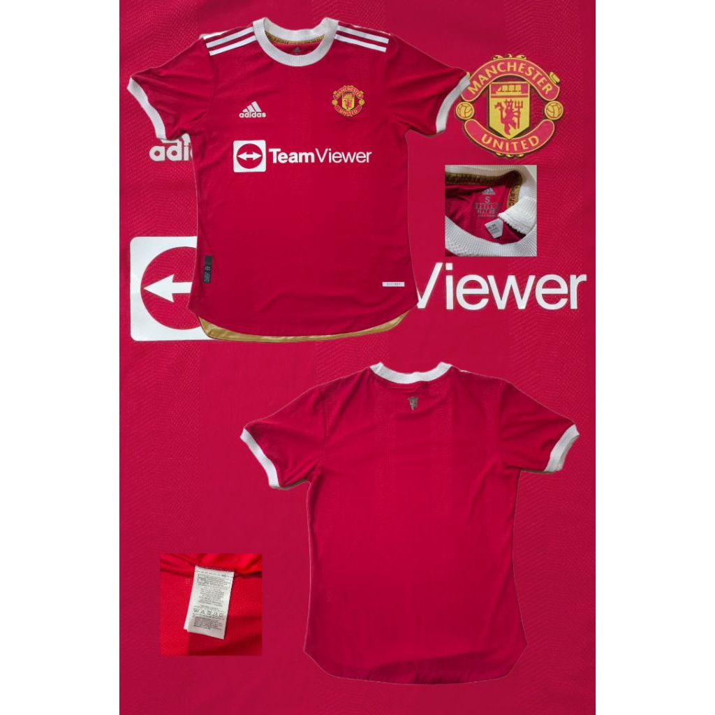 Jersey bola second Manchester united player issue size S grade ori