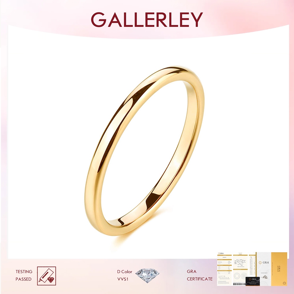 Gallerley Cincin kawin untuk pasangan cowok dan cewek 925 perak berlapis 18K emas hadiah ulang tahun