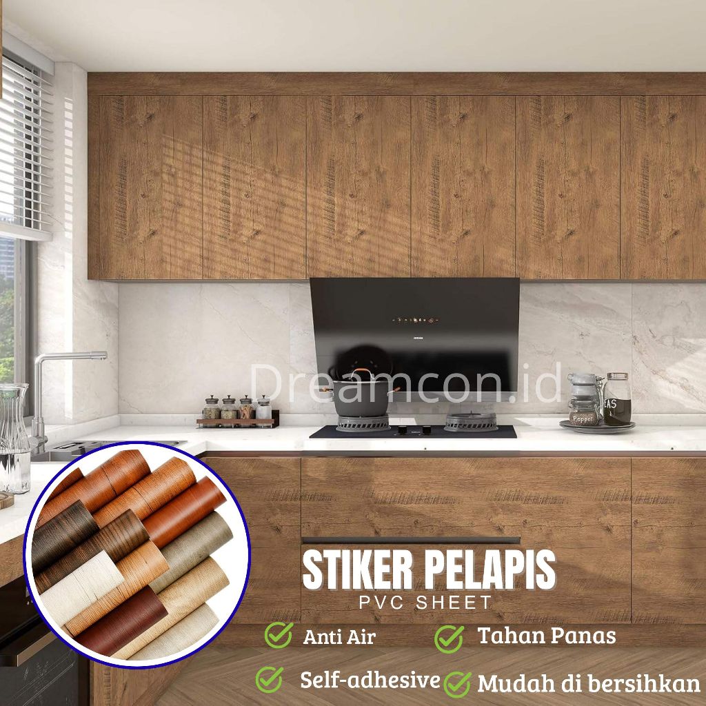 PVC Sheet Kertas Pelapis Furniture Meja Pintu Lemari Anti Air Stiker Kayu Anti Noda Pelapis Mebel