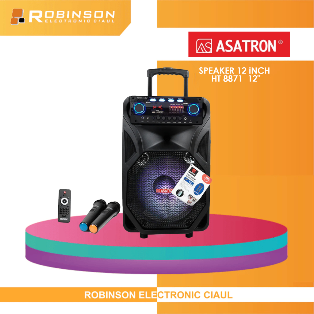 Speaker Bluetooth Asatron 12 Inch HT 8871 12 Free 2 Mic dan Remote