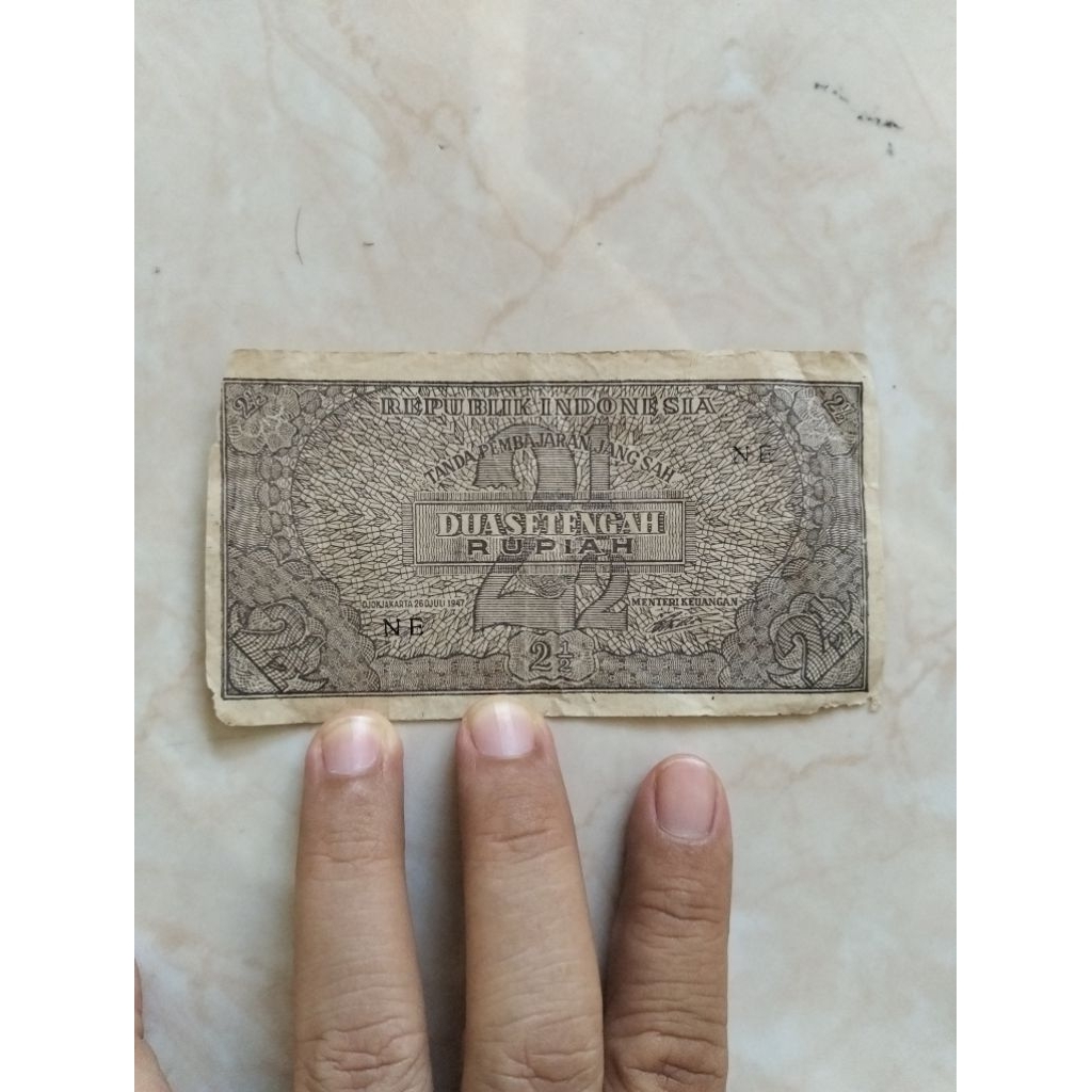 2 1/2 rupiah 2,5 rupiah seri ORI 1947 kondisi biasa asli