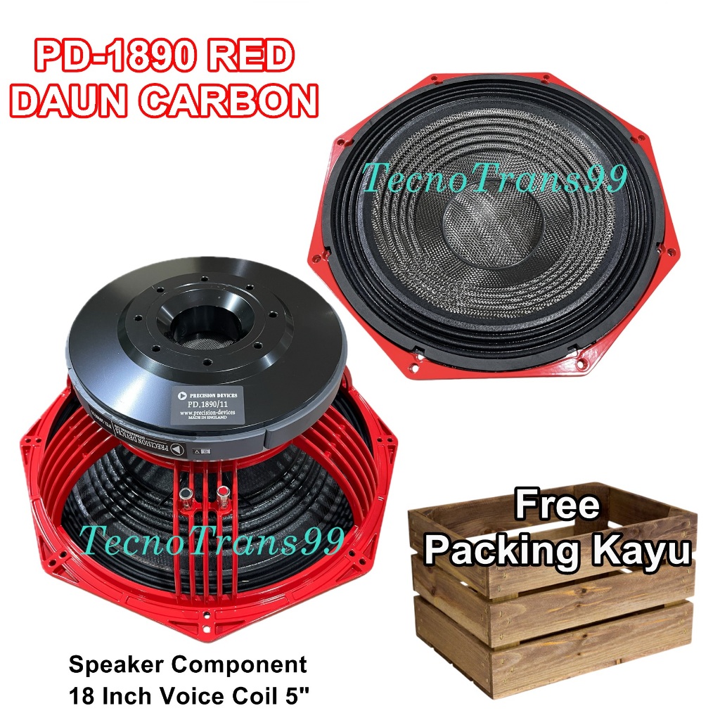Speaker Component PD1890 Red Series Daun Carbon 18 Inch Coil 5"