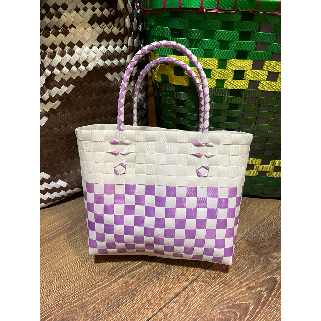 Tas anyam sintetis/ tas belanja/ anyaman unik