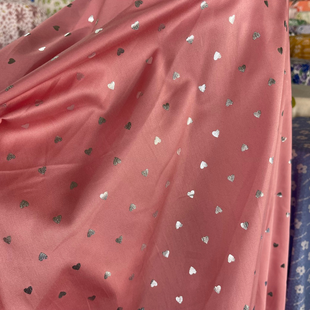 KAIN Katun Motif - Kain Katun gliter love - Kain motif unik  / kain Gamis- harga per setengah meter