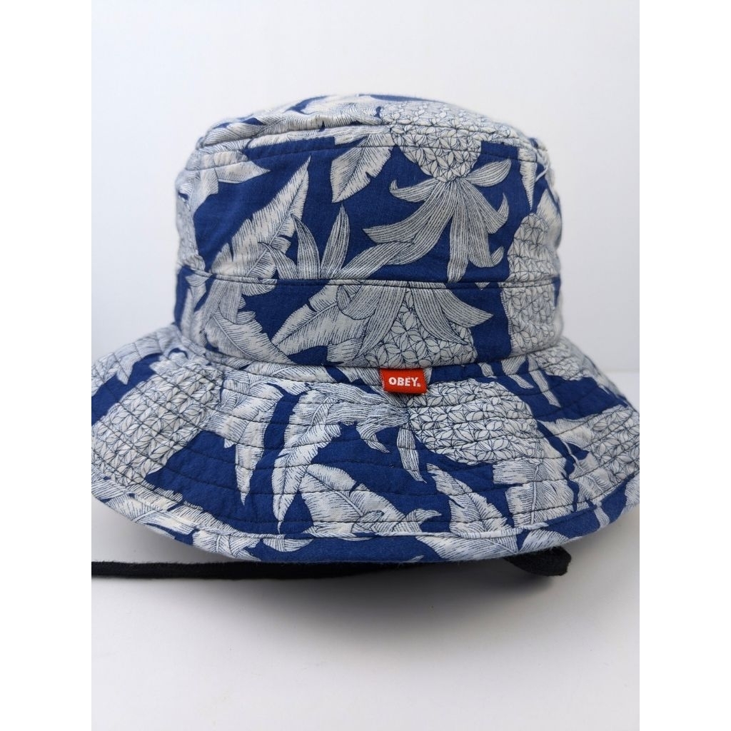 Topi Bucket Hat Obey Giant Propaganda Floral Blue White Beach Surf Skate Simpel Skena