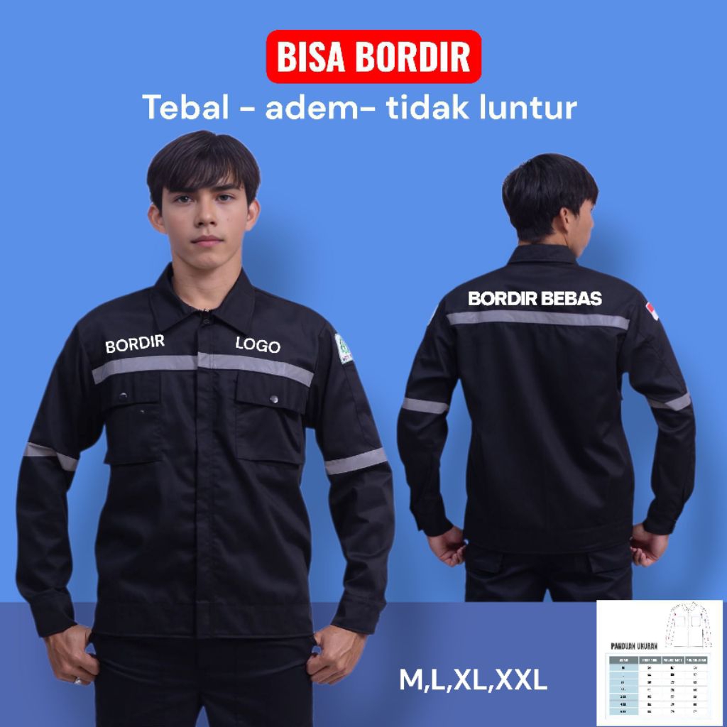 Hitam polos baju atasan wearpack/proyek/safety